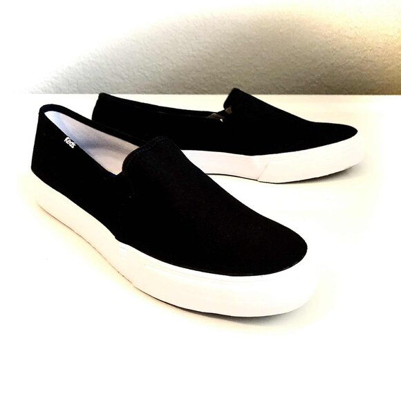 New KEDS Double Decker Slip-on Canvas Sneakers Black 10 - Picture 4 of 8